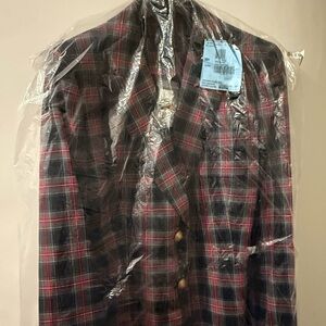 J. Crew Shrunken Blazer in Black Stewart Tartan Pattern